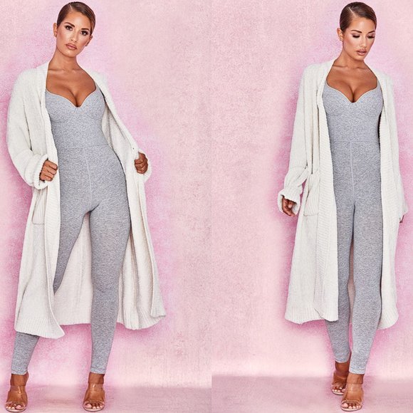 HOUSE OF CB 'Celine' Off White Chenille Slouchy Cardigan NWOT - Picture 6 of 8